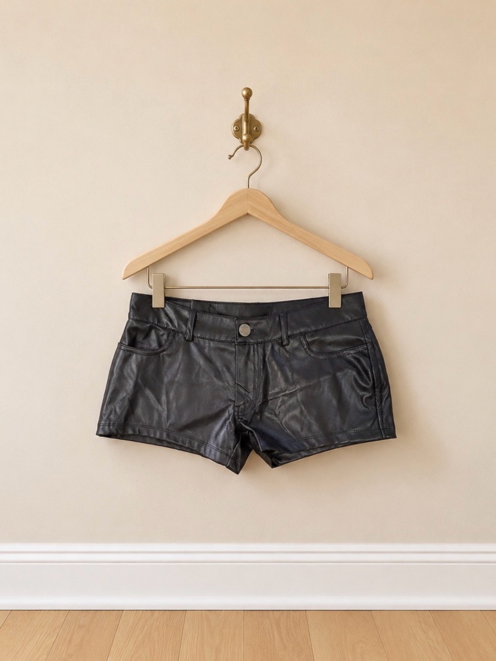 Project Rebel Black Faux Leather Micro Shorts XS